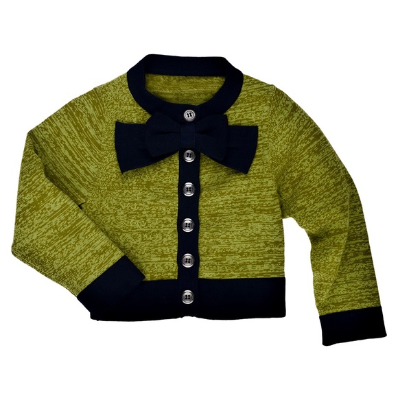 NWT $66 PERSNICKETY GREEN BOW SWEATER CARDIGAN 12 - Picture 2 of 5